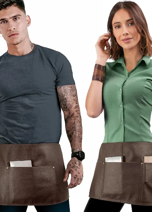Genuine Leather Half Apron - Big Pockets - Adjustable - Restaurant, Barista, Shop, Salon, Bartender, Server, Waiter 2 Genuine Leather Half Apron - Big Pockets - Adjustable - Restaurant, Barista, Shop, Salon, Bartender, Server, Waiter - Image 2