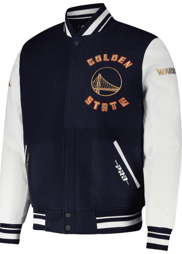 Men's Golden State Warriors Pro Standard Navy 2024/25 City Edition Wool Varsity Full-Zip Jacket 1 Men's Golden State Warriors Pro Standard Navy 2024/25 City Edition Wool Varsity Full-Zip Jacket