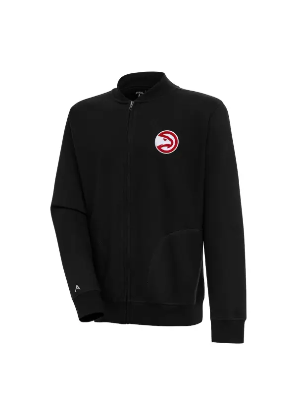 Men's Atlanta Hawks Antigua Black Victory Full-Zip Jacket 1 Men's Atlanta Hawks Antigua Black Victory Full-Zip Jacket