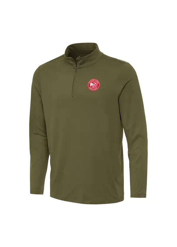 Men's Atlanta Hawks Antigua Olive Reprocess Quarter-Zip Top 1 Men's Atlanta Hawks Antigua Olive Reprocess Quarter-Zip Top