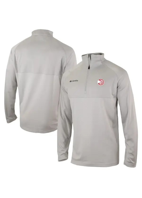 Men's Atlanta Hawks Columbia Heather Gray Omni-Wick Rockin' It Quarter-Zip Pullover Top 1 Men's Atlanta Hawks Columbia Heather Gray Omni-Wick Rockin' It Quarter-Zip Pullover Top