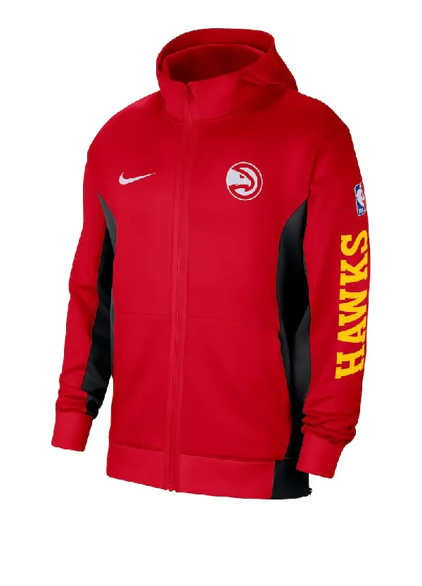 Men's Atlanta Hawks Nike Red 2023/24 Authentic Showtime Full-Zip Hoodie 2 Men's Atlanta Hawks Nike Red Showtime Full-Zip Hoodie