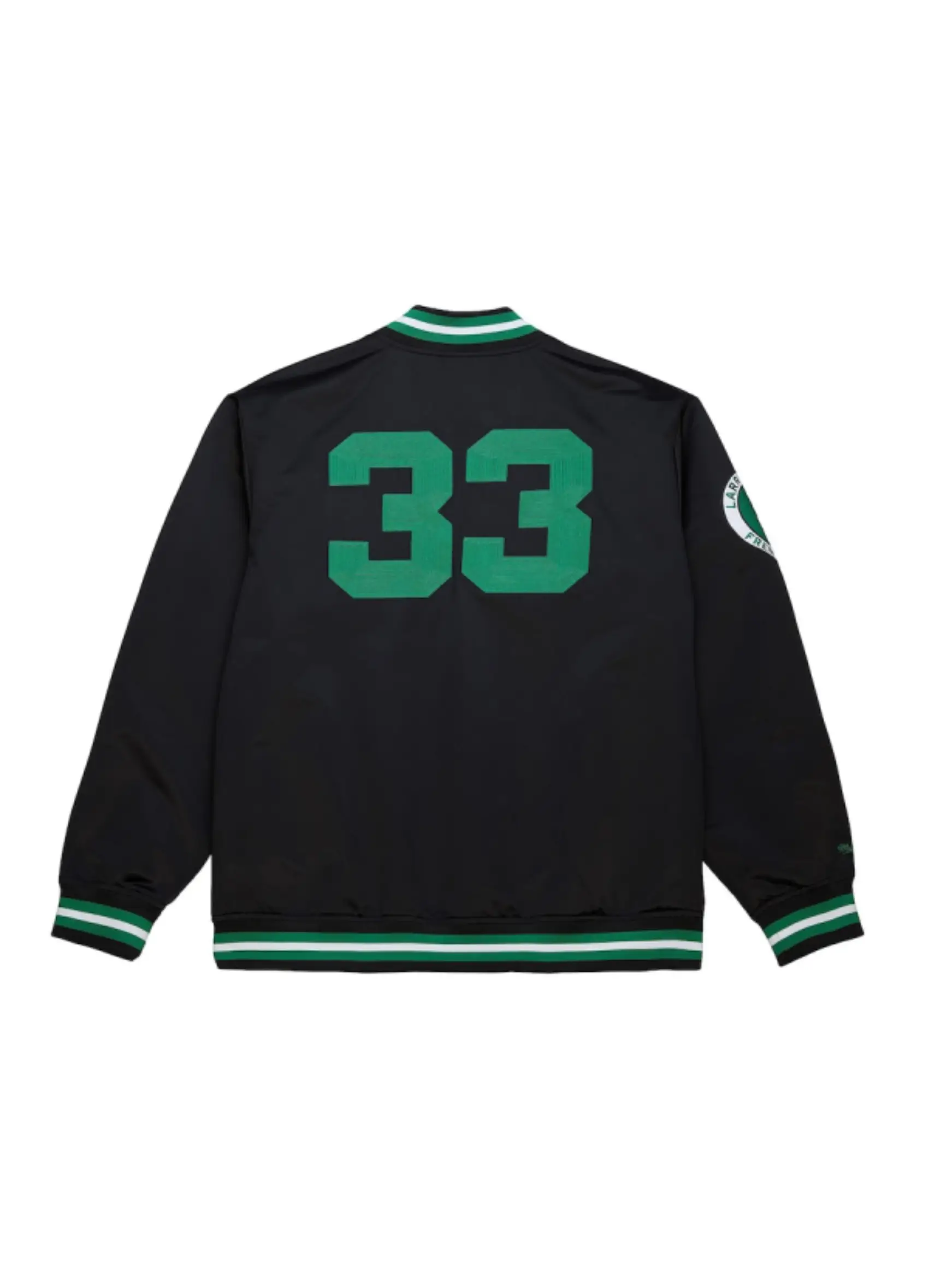Men's Boston Celtics Larry Bird Mitchell & Ness Black NBA Legends Full-Snap Satin Jacket 2 Men's Celtics Larry Bird Legends Satin Snap Jacket