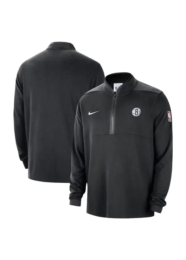 Men's Brooklyn Nets Nike Black 2024/25 Courtside Performance Half-Zip Top 1 Men's Brooklyn Nets Nike Black 202425 Courtside Performance Half-Zip Top