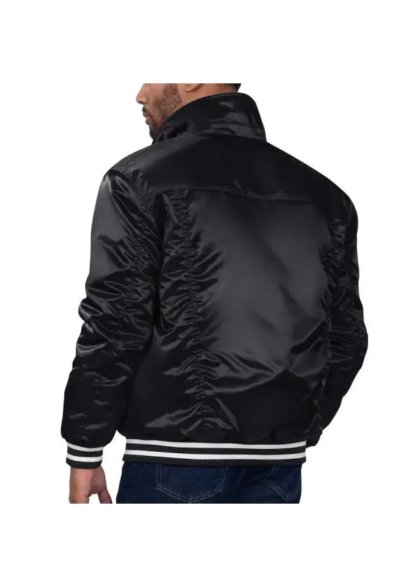 Men's Brooklyn Nets Starter x Levi's Black Silver Label Trucker Satin Full-Snap Jacket 2 Men's Brooklyn Nets Starter x Levi's Black Silver Label Trucker Satin Full-Snap Jacket
