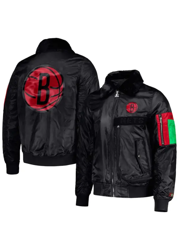Men's Brooklyn Nets Starter x Ty Mopkins Black Black History Month Satin Full-Zip Jacket 1 Men's Brooklyn Nets Starter x Ty Mopkins Black Black History Month Satin Full-Zip Jacket
