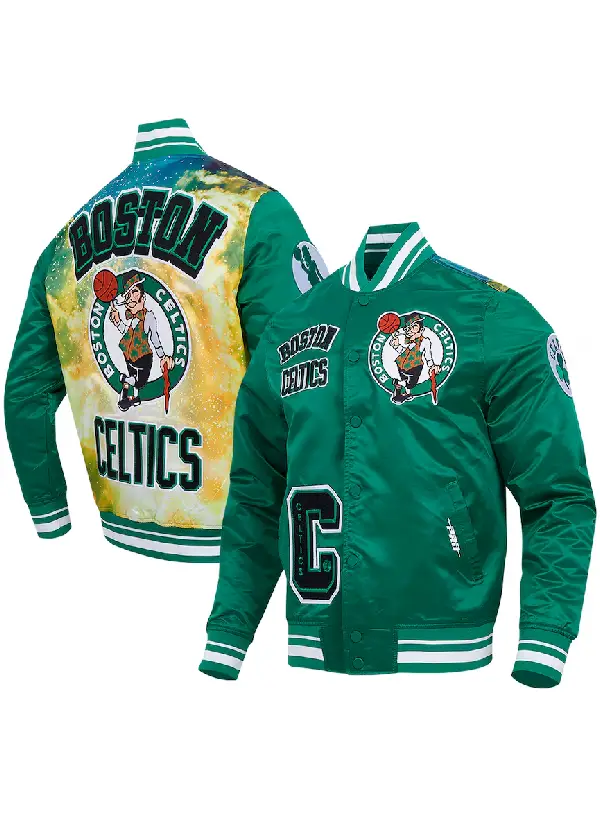 Men's Boston Celtics Pro Standard Kelly Green Sublimated Satin Full-Snap Jacket 1 Men's Celtics Pro Standard Green Satin Snap Jacket