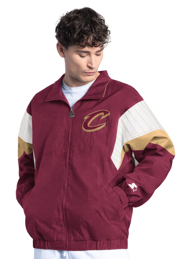 Men's Cleveland Cavaliers Starter Wine Yard Line Full-Zip Jacket 1 Mens-Cleveland-Cavaliers-Starter-Wine-Yard