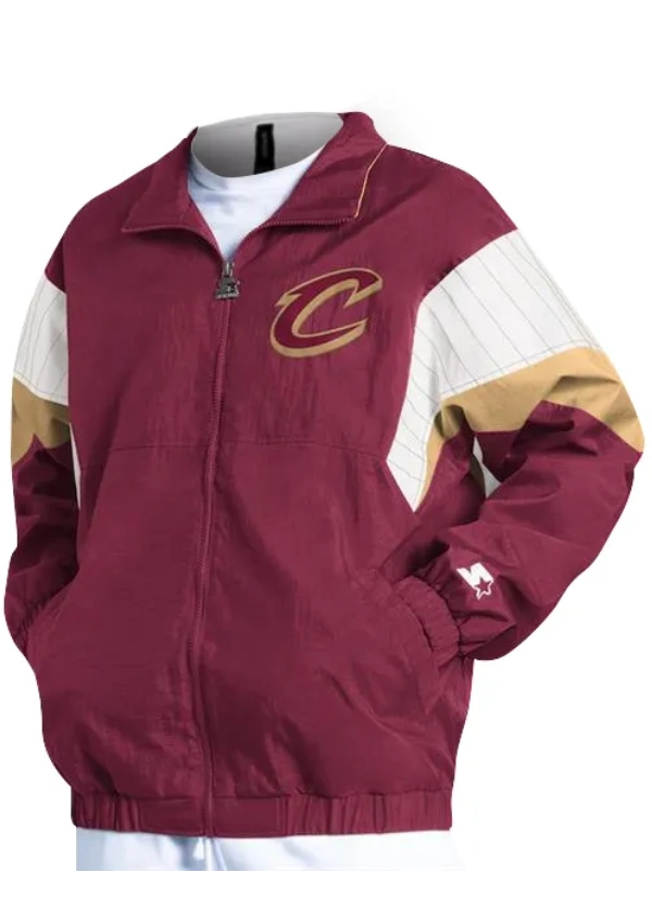 Men's Cleveland Cavaliers Starter Wine Yard Line Full-Zip Jacket 2 Mens-Cleveland-Cavaliers-Starter-Wine