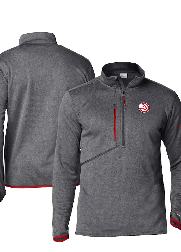 Men's Atlanta Hawks Columbia Gray Park View Half-Zip Top 1 Men's Hawks Columbia Gray Park View Half-Zip Top