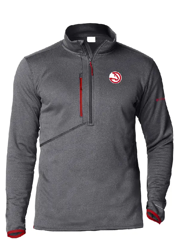 Men's Atlanta Hawks Columbia Gray Park View Half-Zip Top 2 Men's Atlanta Hawks Columbia Gray Park View Half-Zip Top - Image 2