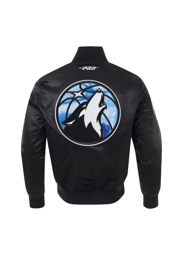 Men's Minnesota Timberwolves Pro Standard Black 2024/25 City Edition Chenille Satin Full-Snap Jacket 2 Men's Minnesota Timberwolves Pro Standard Black 2024/25 City Edition Chenille Satin Full-Snap Jacket - Image 2