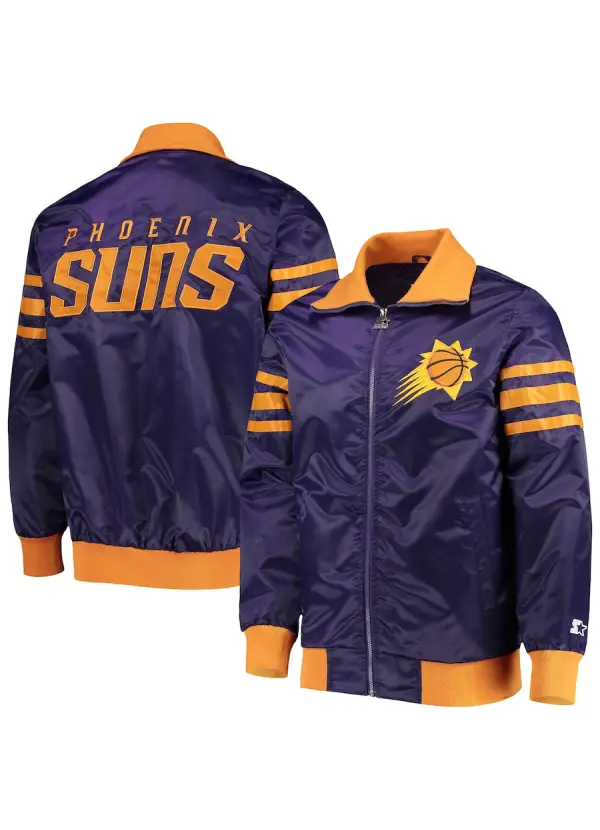Men's Phoenix Suns Starter Purple The Captain II Full-Zip Varsity Jacket 1 Men's Phoenix Suns Starter Purple The Captain II Full-Zip Varsity Jacket