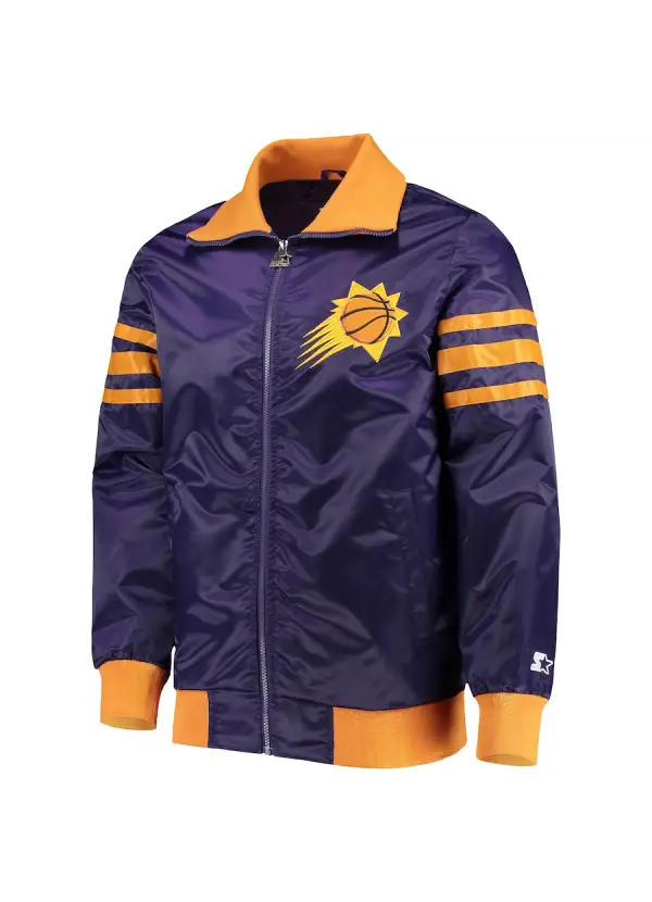 Men's Phoenix Suns Starter Purple The Captain II Full-Zip Varsity Jacket 2 Men's Phoenix Suns Starter Purple The Captain II Full-Zip Varsity Jacket - Image 2