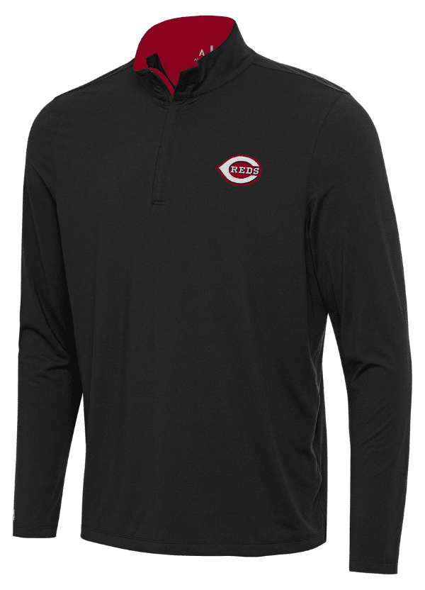Men's Antigua Black Cincinnati Reds Content Quarter-Zip Top 2 Men's Antigua Black Cincinnati Reds Content Quarter-Zip Top - Image 2