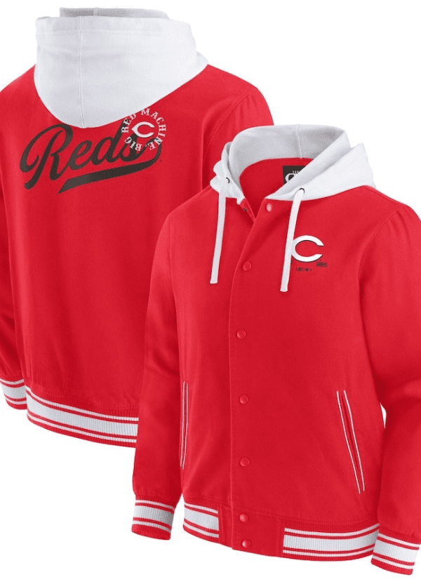Men's Darius Rucker Collection by Fanatics Red Cincinnati Reds Full-Snap Hooded Jacket 1 Men's Darius Rucker Collection by Fanatics Red Cincinnati Reds Full-Snap Hooded Jacket