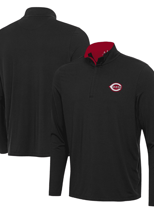 Men's Antigua Black Cincinnati Reds Content Quarter-Zip Top 1 Men's Antigua Black Cincinnati Reds Content Quarter-Zip Top