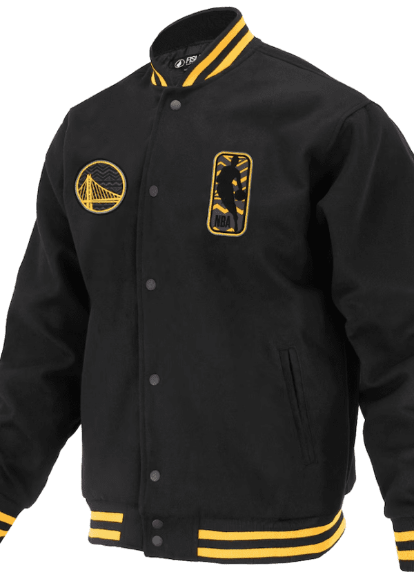 Unisex Golden State Warriors FISLL Black Logoman Shadow Collection Full-Snap Varsity Jacket 1 Unisex Golden State Warriors FISLL Black Logoman Shadow Collection Full-Snap Varsity Jacket