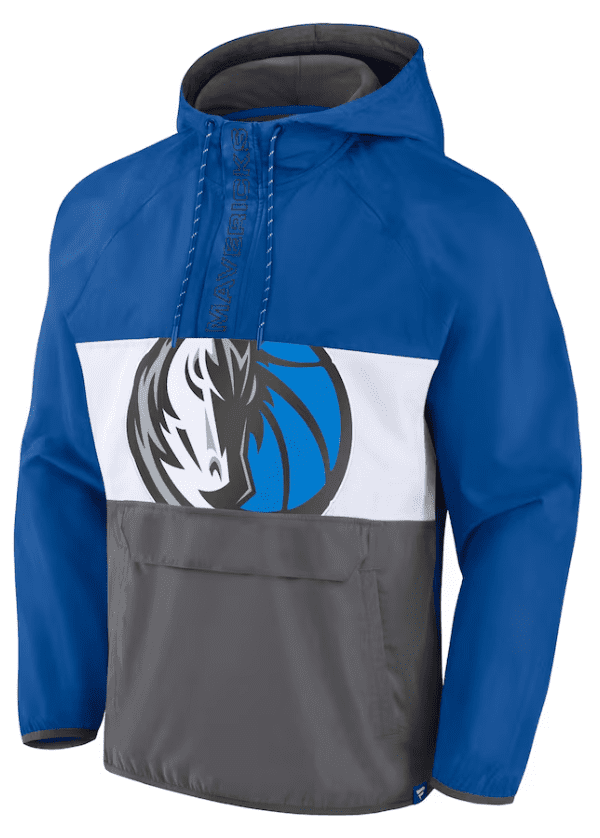 Men's Dallas Mavericks Fanatics Blue/Gray Anorak Flagrant Foul Color-Block Raglan Hoodie Half-Zip Jacket 1 Men's Dallas Mavericks Fanatics Blue/Gray Anorak Flagrant Foul Color-Block Raglan Hoodie Half-Zip Jacket