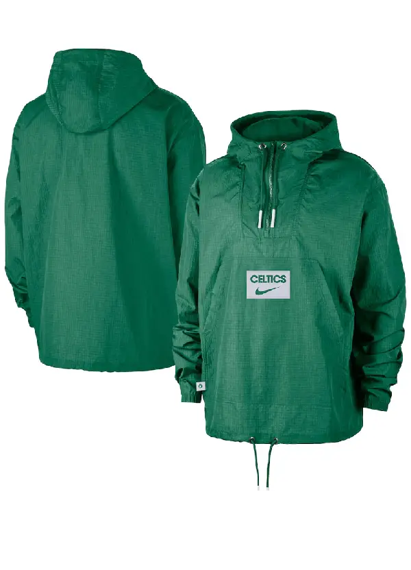 Men's Boston Celtics Nike Green Courtside Premium Club Anorak Quarter-Zip Hoodie Jacket 1 Men's Celtics Nike Green Courtside Anorak Hoodie