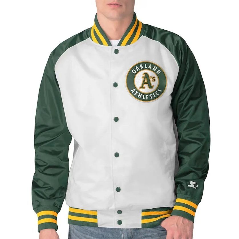 Clean-Up Hitter Oakland Athletics White and Green Jacket 1 Clean-Up Hitter Oakland Athletics White and Green Jacket