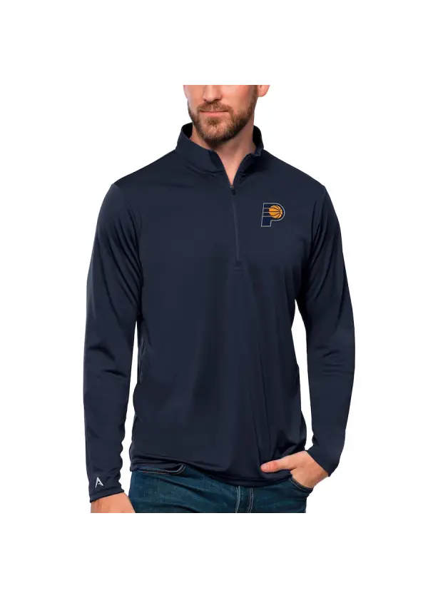 Men's Indiana Pacers Antigua Navy Tribute Quarter-Zip Pullover Top 1 Men's Indiana Pacers Antigua Navy Tribute Quarter-Zip Pullover Top