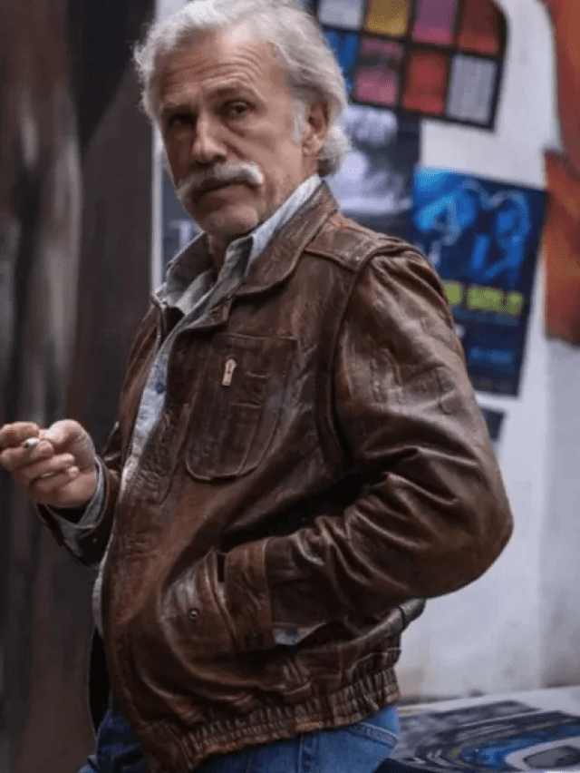Old Guy 2025 Christoph Waltz Brown Leather Jacket 1 Old Guy 2025 Christoph Waltz Brown Leather Jacket
