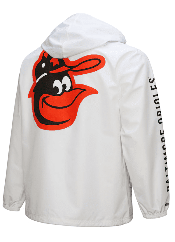 Men's Mitchell & Ness White Baltimore Orioles Vintage Full-Snap Hooded Coaches Jacket 2 Men's Mitchell & Ness White Baltimore Orioles Vintage Full-Snap Hooded Coaches Jacket